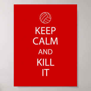 Red Keep Calm Volleyball Poster