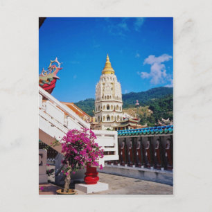 Red Kek Lok Si Temple, Penang, Maleisië bloemen Briefkaart