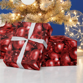 Red kerst Baubles Cadeaupapier