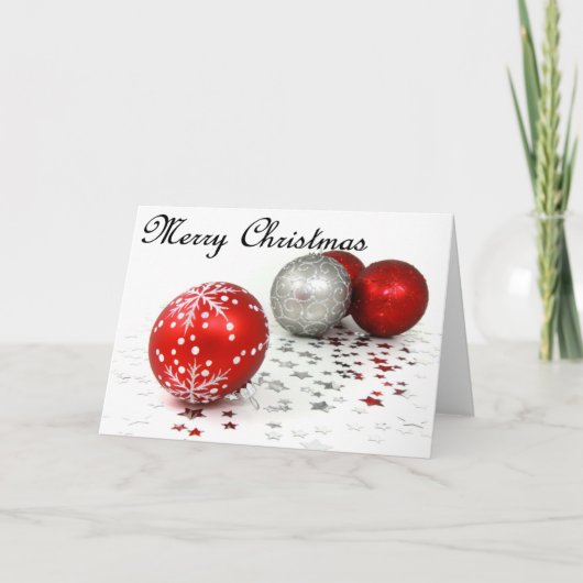 Red kerst Baubles Feestdagen Kaart (Voorkant)