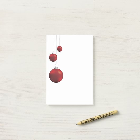Red kerst Baubles Post-it® Notes (Op bureau)