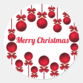 Red kerst Baubles Ronde Sticker (Voorkant)