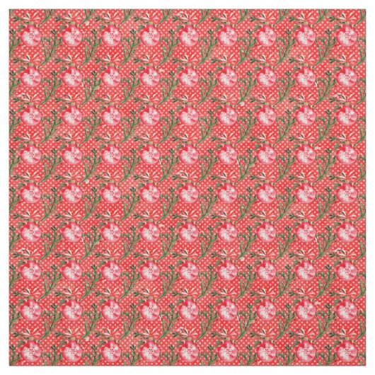 Red kerst Baubles Stof (Swatch)