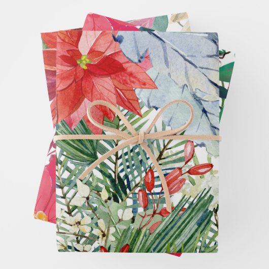 Red kerst Poinsettia Inpakpapier Vel (In situ)