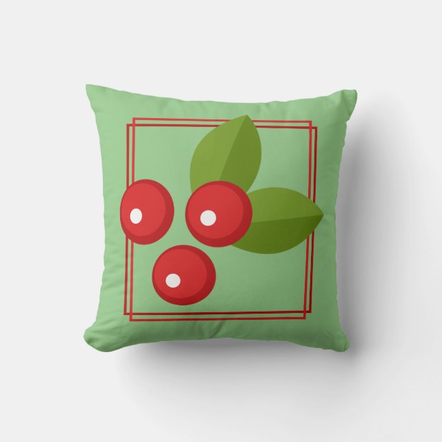 Red KerstBerry Grafisch Sierkussen aanpassen (Voorkant)