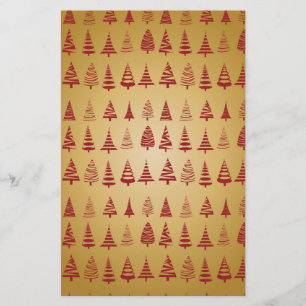 Red kerstboom modern op Gold Briefpapier