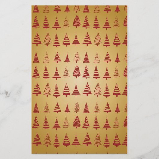 Red kerstboom modern op Gold Briefpapier (Voorkant)