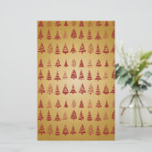 Red kerstboom modern op Gold Briefpapier (Staand voorkant)