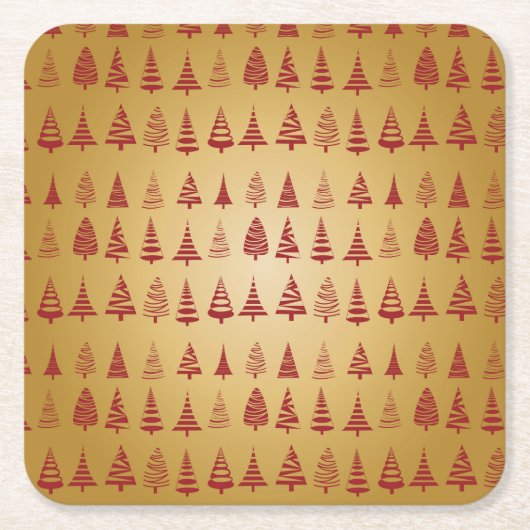 Red kerstboom modern op Gold Kartonnen Onderzetters (Voorkant)