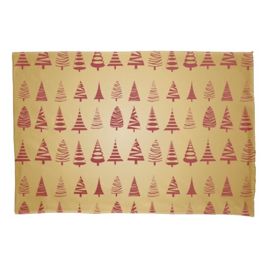 Red kerstboom modern op Gold Kussensloop (Voorkant)