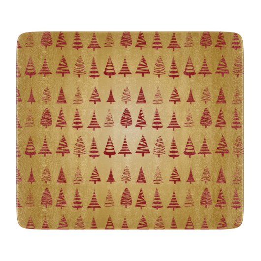 Red kerstboom modern op Gold Snijplank (Voorkant)
