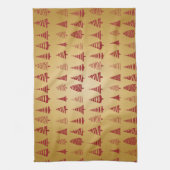 Red kerstboom modern op Gold Theedoek (Verticaal)