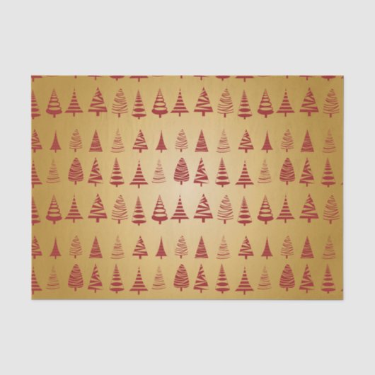 Red kerstboom modern op Gold Tissuepapier (Voorkant)