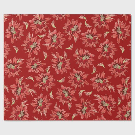 Red Kerstcactus Flowers Pattern Cadeaupapier (Vlak)