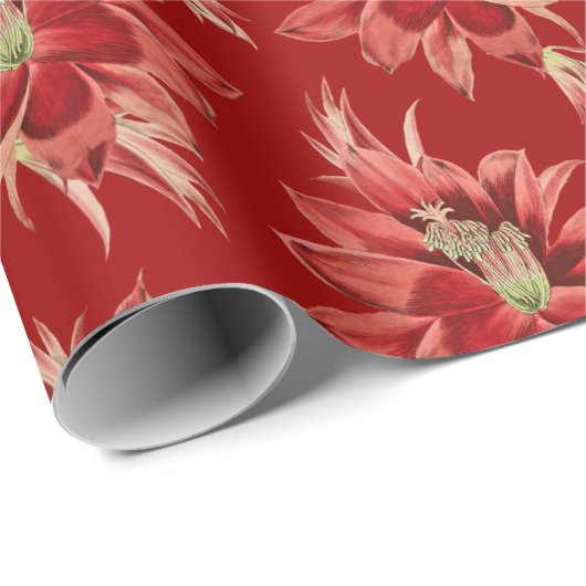 Red Kerstcactus Flowers Pattern Cadeaupapier (Rol Hoek)