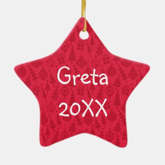 Red Kerstdecorative Star-foto Keramisch Ornament (Achterkant)