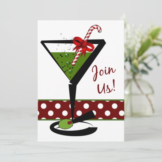 Red Kerstfeest Cocktails Kaart (Staand voorkant)