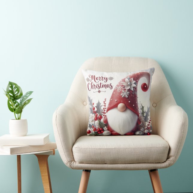 Red Kerstgnome Kussen (Stoel)
