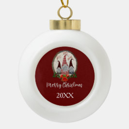 Red Kerstgnomen Trendy Elves Keramische Bal Ornament