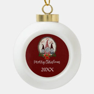 Red Kerstgnomen Trendy Elves Keramische Bal Ornament