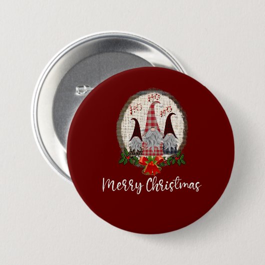 Red Kerstgnomen Trendy Elves Ronde Button 7,6 Cm (Voorkant /achterkant)