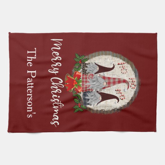 Red Kerstgnomen Trendy Elves Theedoek (Horizontaal)