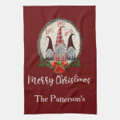 Red Kerstgnomen Trendy Elves Theedoek (Verticaal)