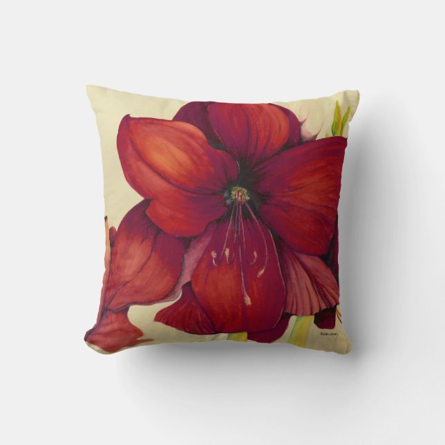 Red Kerstmis Amaryllis Pillow Kussen (Voorkant)