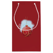 Red Kerstmis Bauble en Snowflakes Klein Cadeauzakje (Achterkant)