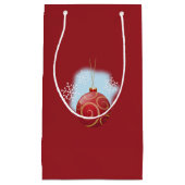 Red Kerstmis Bauble en Snowflakes Klein Cadeauzakje (Voorkant)