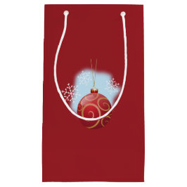 Red Kerstmis Bauble en Snowflakes Klein Cadeauzakje