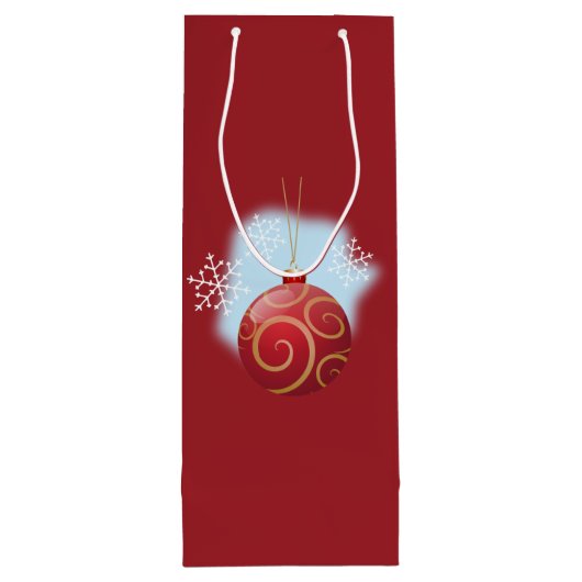 Red Kerstmis Bauble en Snowflakes Wijn Cadeautas (Achterkant)