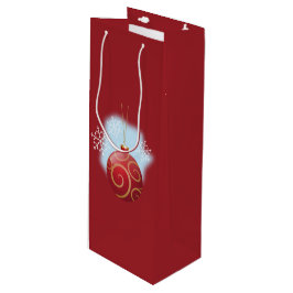 Red Kerstmis Bauble en Snowflakes Wijn Cadeautas