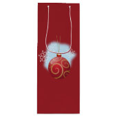 Red Kerstmis Bauble en Snowflakes Wijn Cadeautas (Voorkant)