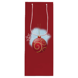 Red Kerstmis Bauble en Snowflakes Wijn Cadeautas