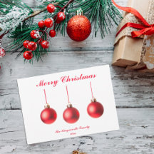 Red Kerstmis Baubles decoratieve fotoplatte kaart