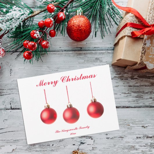 Red Kerstmis Baubles decoratieve fotoplatte kaart