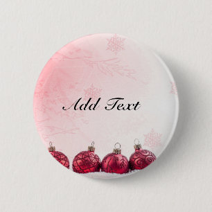 Red Kerstmis Baubles sjabloon Ronde Button 5,7 Cm