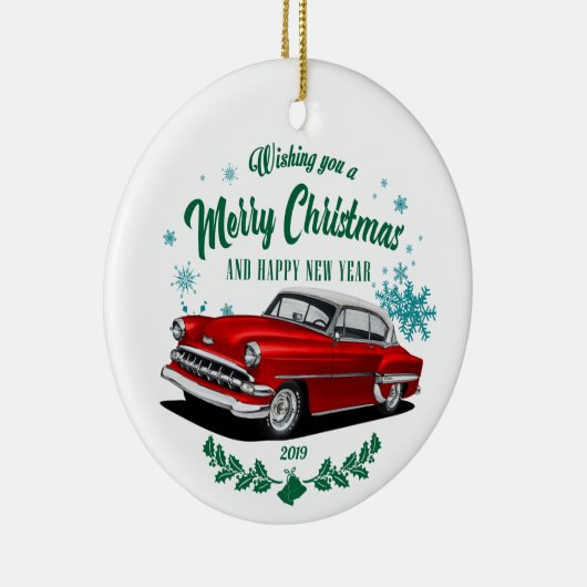 Red Kerstmis Bel Air Keramisch Ornament (Rechts)