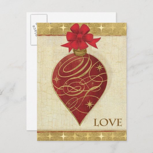 Red Kerstmis DŽcor Hope Feestdagenkaart (Voorkant / Achterkant)