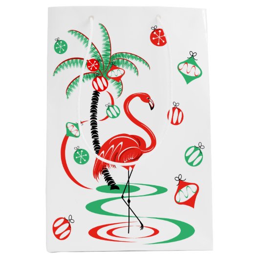 Red Kerstmis Flamingo Baubles cadeaubon medium Cadeauzakje (Voorkant)
