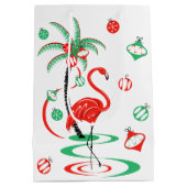 Red Kerstmis Flamingo Baubles cadeaubon medium Cadeauzakje (Achterkant)