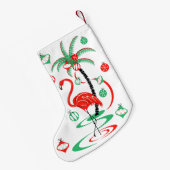 Red Kerstmis Flamingo Baubles dubbelzijdig Kleine Kerstsok (Achterkant (Hangend))