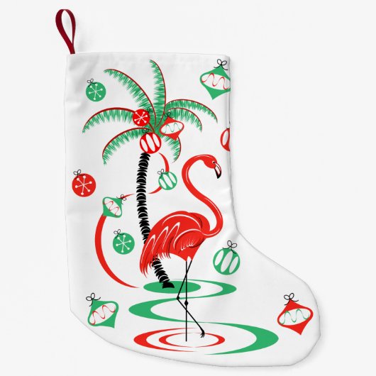 Red Kerstmis Flamingo Baubles dubbelzijdig Kleine Kerstsok (Voorkant)