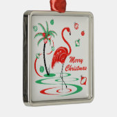 Red Kerstmis Flamingo Baubles kerstvierkant Metalen Ornament (Rechts)