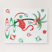 Red Kerstmis Flamingo Baubles Legpuzzel (Horizontaal)