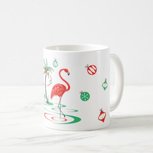 Red Kerstmis Flamingo Baubles mok (Voorkant rechts)