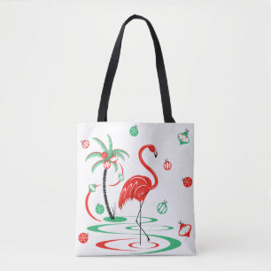 Red Kerstmis Flamingo Baubles overal Tote Bag