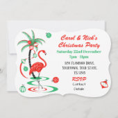 Red Kerstmis Flamingo Baubles Party steun Kaart (Achterkant)