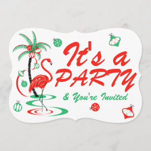 Red Kerstmis Flamingo Baubles Party steun Kaart